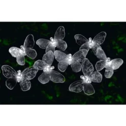 B&M 24 Solar LED Butterfly String Lights - White