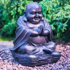 Happy Buddha With Solar Light