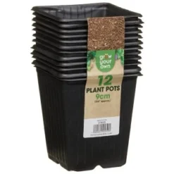 B&M Black Plant Pots 12pk -Cheap A Fresh Garden Store 319025 grow your own 12 plant pots 9cm1