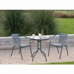 B&M Sorrento Rattan Effect Bistro Set 3pc