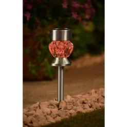 Crystal Top Glass Solar Post Light 4pk -Cheap A Fresh Garden Store 341965 4pk crystal top post light red solar1