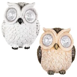 B&M Solar Resin Owl With Crystal Eyes - Brown -Cheap A Fresh Garden Store 342059 crystal eyes owl group