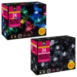 B&M 24 Solar LED Butterfly String Lights - White -Cheap A Fresh Garden Store 353457 24 string lights butterfly group