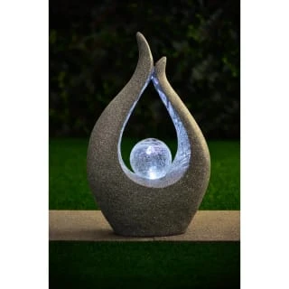 Garden Sculpture With Solar Crackle Ball 1 Garden Sculpture With Solar Crackle Ball