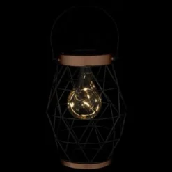 B&M Metal Hexagonal Solar Lantern - Copper -Cheap A Fresh Garden Store 353880 24cm metal hexagonal solar lantern copper trim