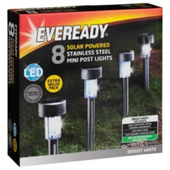 Eveready Mini Solar Lighting Posts 8pk - Colour Changing -Cheap A Fresh Garden Store 366414 8pk eveready soloar powered mini post lights bright white