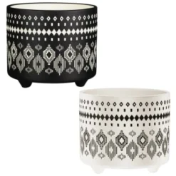 B&M Urban Eden Embossed Footed Planters 3pk - Black -Cheap A Fresh Garden Store 366531 3pk urban eden plant pot on tripod stand group