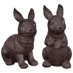 B&M Garden Rabbit Ornaments 2pk - Cast Iron Effect