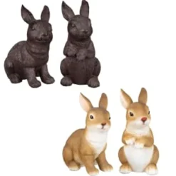 B&M Garden Rabbit Ornaments 2pk - Cast Iron Effect -Cheap A Fresh Garden Store 366608 2pk rabbit garden ornaments main