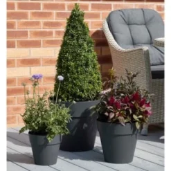 B&M Soho Pot Planter - Charcoal 28cm -Cheap A Fresh Garden Store 378389 385058 381595 soho planter charcoal 38cm 28cm 17cm 4