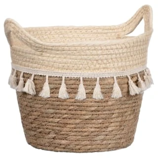 B&M Natural Basket Planter With Fringing 2 B&M Natural Basket Planter With Fringing - Image 2