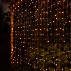Solar Powered LED Curtain 180cm - 266 Warm White Lights