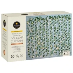 Solar Powered Artificial Ivy Leaf Curtain 150cm -Cheap A Fresh Garden Store 379257 manson and jones 192 ivy leaf curtain led lights warm white