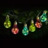 Solar Powered 12 Coloured Light Bulb String LED Lights - Warm White