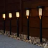 Morocco Solar Powered Post Lights - Flame Effect 5pk