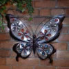 Solar Powered Metal Jewelled Butterfly Wall Art