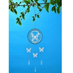B&M 3D Metal Wind Spinner With Hanging Crystals - Butterfly