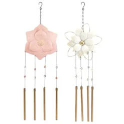 B&M Flower Windchime - Pink -Cheap A Fresh Garden Store 379613 boho garden flower tubular windchime group