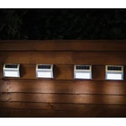 Solar Powered Stainless Steel Fence Lights 4pk