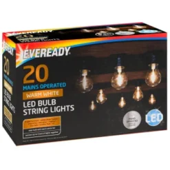 Eveready Mains Powered LED Bulb String Lights 20pk - Warm White -Cheap A Fresh Garden Store 392912 eveready 20 mains operated warm white led bulb string lights21