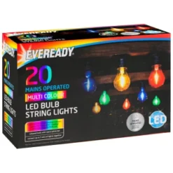 Eveready Mains Powered LED Bulb String Lights 20pk - Multicolour -Cheap A Fresh Garden Store 392913 eveready 20 mains operated multi colour bulb string lights 1