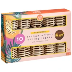 B&M 10 Solar Rattan Effect String Lights -Cheap A Fresh Garden Store 392921 10 solar rattan effect string lights 3