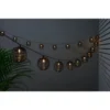 B&M 20 Solar Powered Black Rattan Effect String Lights