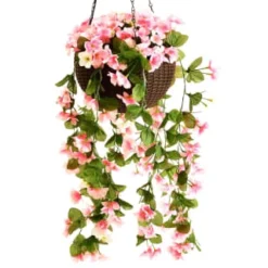 Solar Powered Artificial Floral Hanging Basket -Cheap A Fresh Garden Store 393030 solar powered artificial floral hanging basket 4
