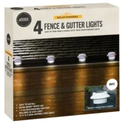 Solar Powered Fence & Gutter Lights - White 4pk -Cheap A Fresh Garden Store 393086 4pk solar powered fence and gutter lights white 3