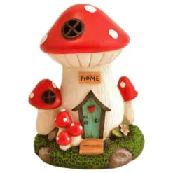 B&M Assorted Mushroom House Ornament With Glowing Solar Light -Cheap A Fresh Garden Store 393429 mushroom house ornament with glowing solar light