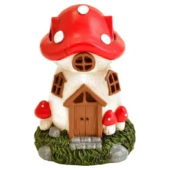 B&M Assorted Mushroom House Ornament With Glowing Solar Light -Cheap A Fresh Garden Store 393429 mushroom house ornament with glowing solar light 3