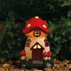 B&M Assorted Mushroom House Ornament With Glowing Solar Light -Cheap A Fresh Garden Store 393429 mushroom house ornament with glowing solar light 5