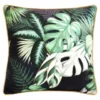 B&M Leaf Print Shower Resistant Cushion With Foiling - Black