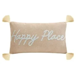 B&M Happy Place Embroidered Cushion