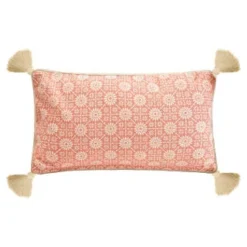B&M Cotton Two Sided Cushion With Tassels 30 X 50cm - Pink